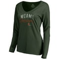 thumbnail image 1 of Women's Green Miami Hurricanes Graceful Long Sleeve V-Neck T-Shirt, 1 of 3