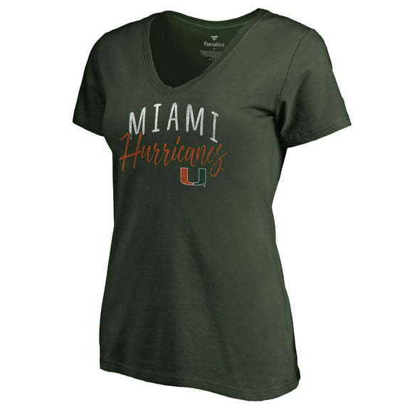 Women's Green Miami Hurricanes Graceful V-Neck T-Shirt