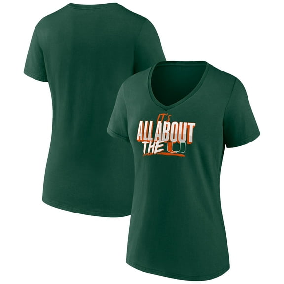 Women's Green Miami Hurricanes Home Field Win V-Neck T-Shirt