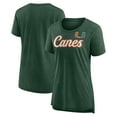 thumbnail image 1 of Women's Green Miami Hurricanes Past Script Tri-Blend T-Shirt, 1 of 3