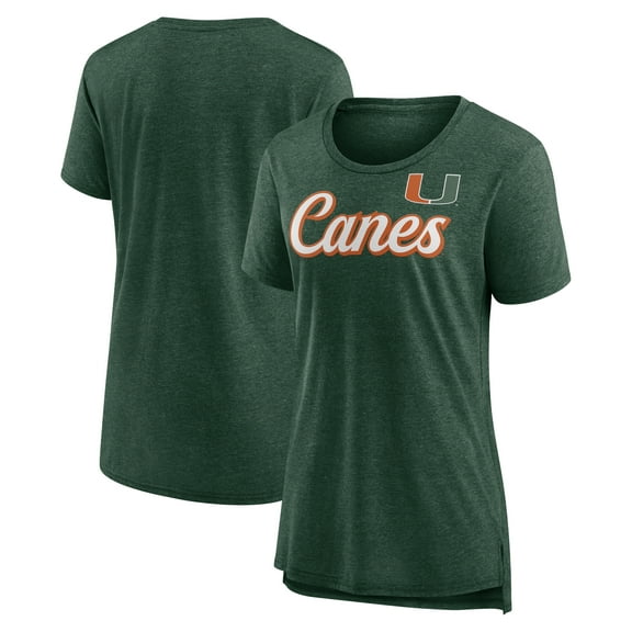 Women's Green Miami Hurricanes Past Script Tri-Blend T-Shirt