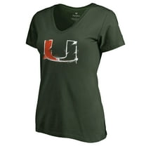 Women's Green Miami Hurricanes Splatter Logo V-Neck T-Shirt