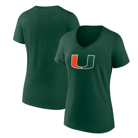 Women's Green Miami Hurricanes Team Logo V-Neck T-Shirt