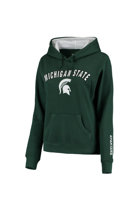 Women's Green Michigan State Spartans Arch & Logo 1 Pullover Hoodie