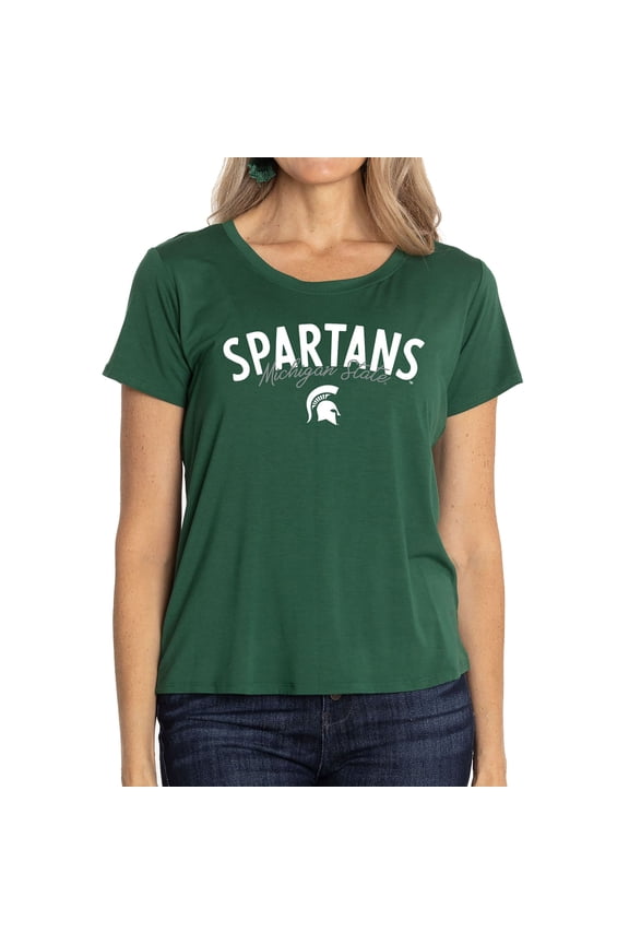 Women's Green Michigan State Spartans Scarlet Scoop Neck T-Shirt
