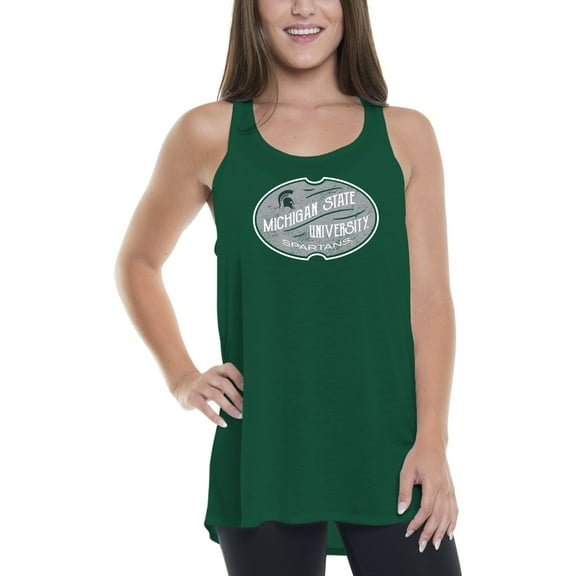 Women's Green Michigan State Spartans Vintage Oval Tank Top