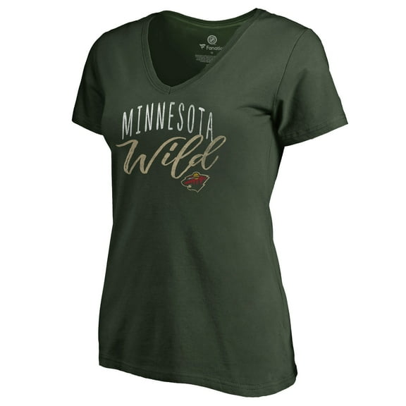 Women's Green Minnesota Wild Graceful V-Neck T-Shirt