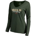 thumbnail image 1 of Women's Green Minnesota Wild Iconic Collection Script Assist Long Sleeve V-Neck T-Shirt, 1 of 3
