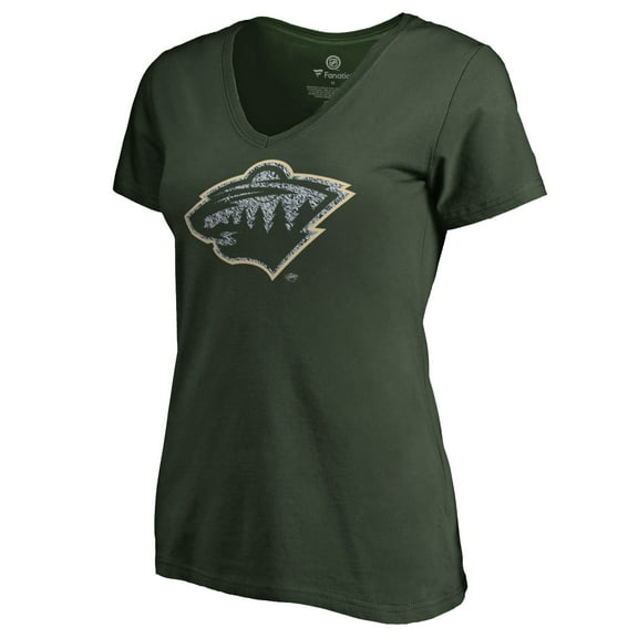 Women's Green Minnesota Wild Static Logo V-Neck T-Shirt