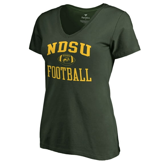 Women's Green NDSU Bison First Sprint V-Neck T-Shirt