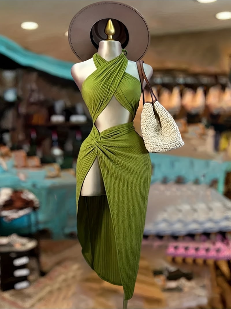 green knit halter dress Lulus | Green Jersey Knit Halter Maxi Dress | Womens | Medium (Available in XS, S, L, XL)