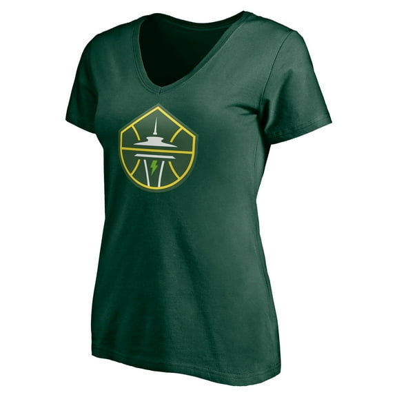 Women's Green Seattle Storm Primary Logo V-Neck T-Shirt