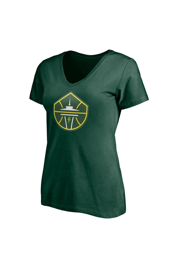 Women's Green Seattle Storm Primary Logo V-Neck T-Shirt