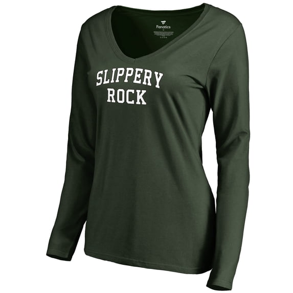 Women's Green Slippery Rock Pride Everyday Long Sleeve V-Neck T-Shirt