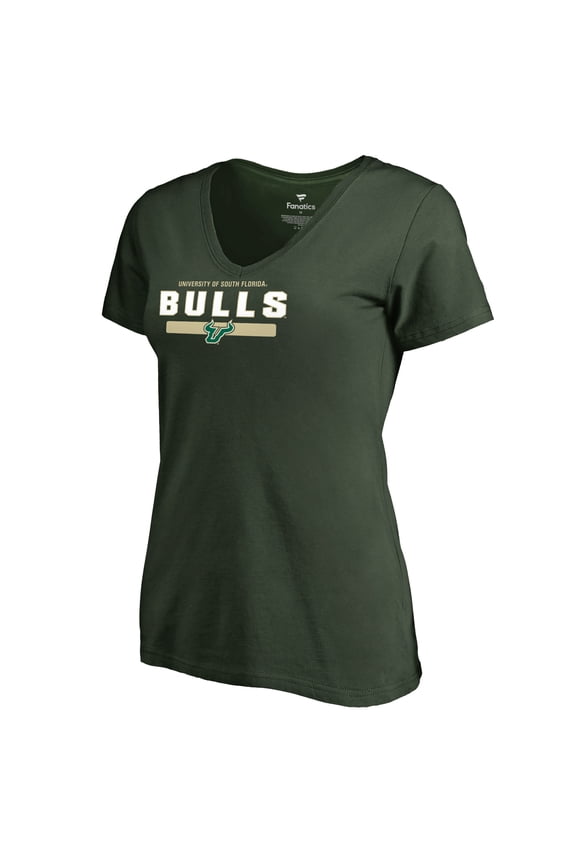 Women's Green South Florida Bulls Team Strong V-Neck T-Shirt