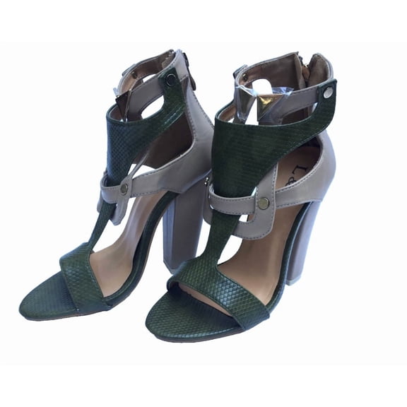 Women's Green/Tan Heel Open Toe