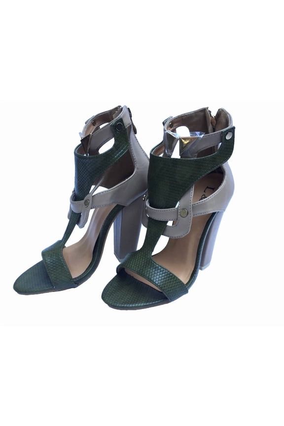 Women's Green/Tan Heel Open Toe