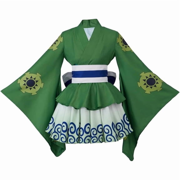 Women's Green Traditional Style Belted Robe Dress Elegant Japanese Fashion Wear