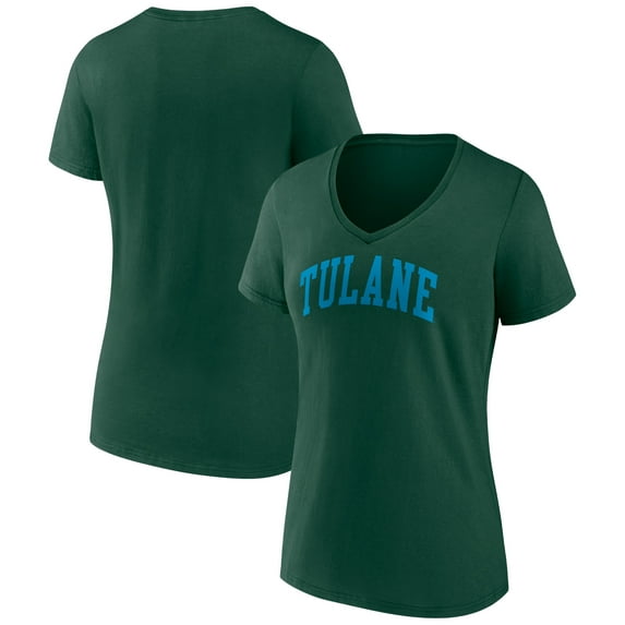 Women's Green Tulane Green Wave Basic Arch V-Neck T-Shirt