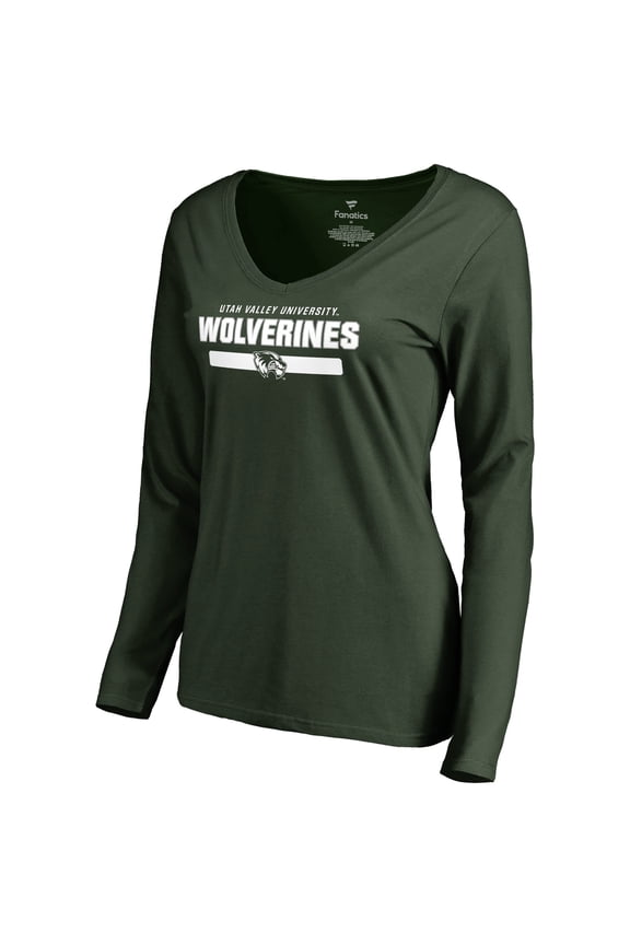Women's Green Utah Valley Wolverines Team Strong Long Sleeve Slim Fit T-Shirt