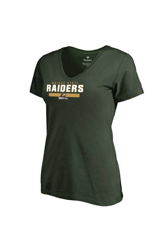 Women's Green Wright State Raiders Team Strong V-Neck T-Shirt