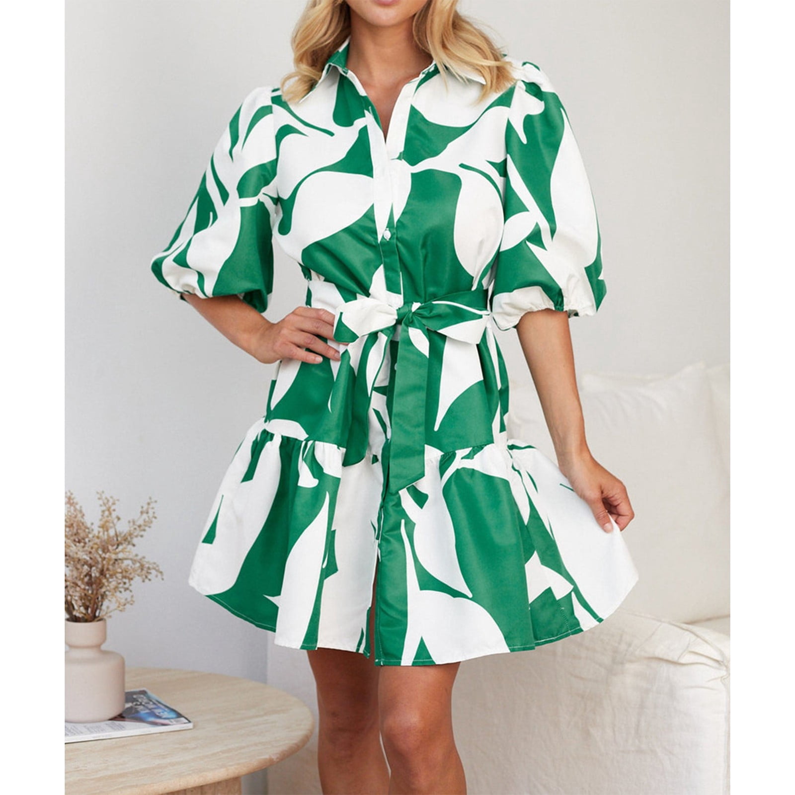 green emerald velvet dress Ives Front Tie Mini Dress M