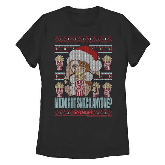 Women's Gremlins Midnight Snack Ugly Christmas Sweater Print Graphic T-Shirt