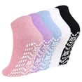 thumbnail image 1 of Grip Socks for Women, PUTUO Cotton Non Slip Yoga Sock, Breathable Seamless Gripper Socks for Athletic Pilates Ballet Workout Hospital, 5 Pairs, 1 of 5