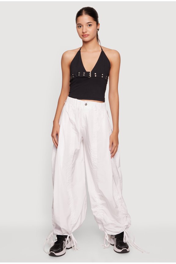 Women's Grommet Belted Front Halter Top