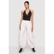 Womens Grommet Belted Front Halter Top