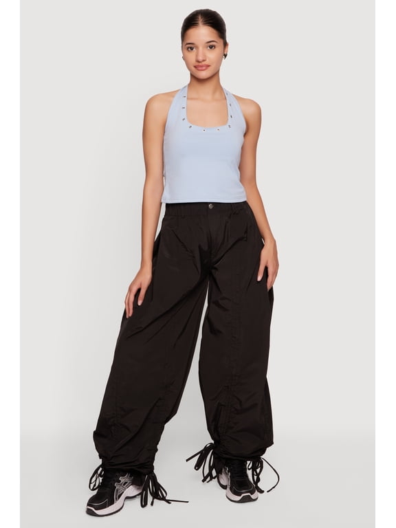 Women's Grommet Detail Cropped Halter Top