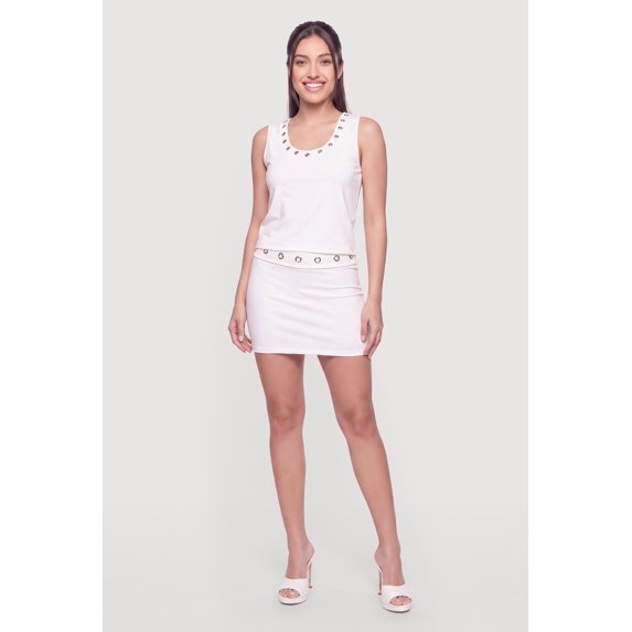 Women's Grommet Detail Scoop Neck Tank Top