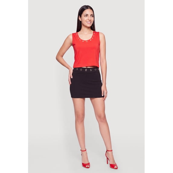 Women's Grommet Detail Scoop Neck Tank Top