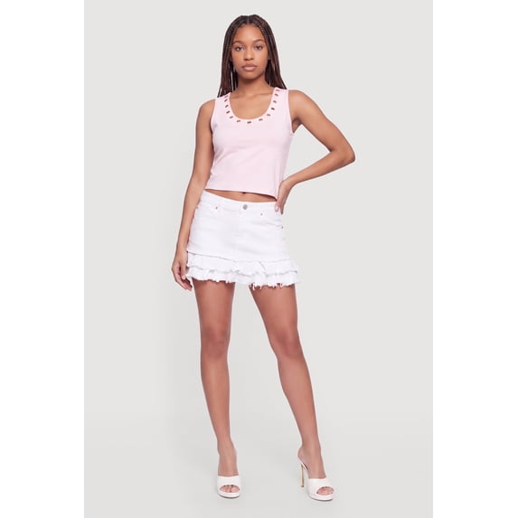 Women's Grommet Detail Scoop Neck Tank Top