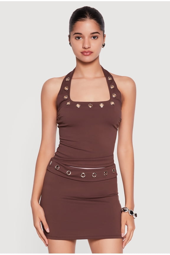 Women's Grommet Halter Top