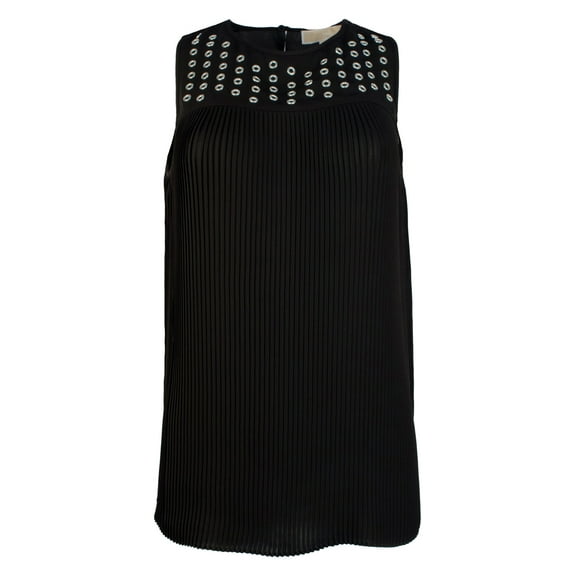 Women's Grommet Yoke Pleated Sleeveless Shirt-B-S