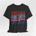 thumbnail image 1 of Women's Groovy Retro America Coquette Bow 4th of July Shirt, 1 of 12