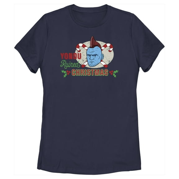 Women's Guardians of the Galaxy Holiday Special Yondu Ruined Christmas Animated  Graphic Tee Navy Blue Large
