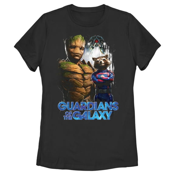 Women's Guardians of the Galaxy Vol. 3 Groot and Rocket Poster  Graphic Tee Black 2X Large