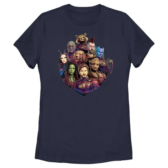 Women's Guardians of the Galaxy Vol. 3 Group Badge  Graphic Tee Navy Blue Large