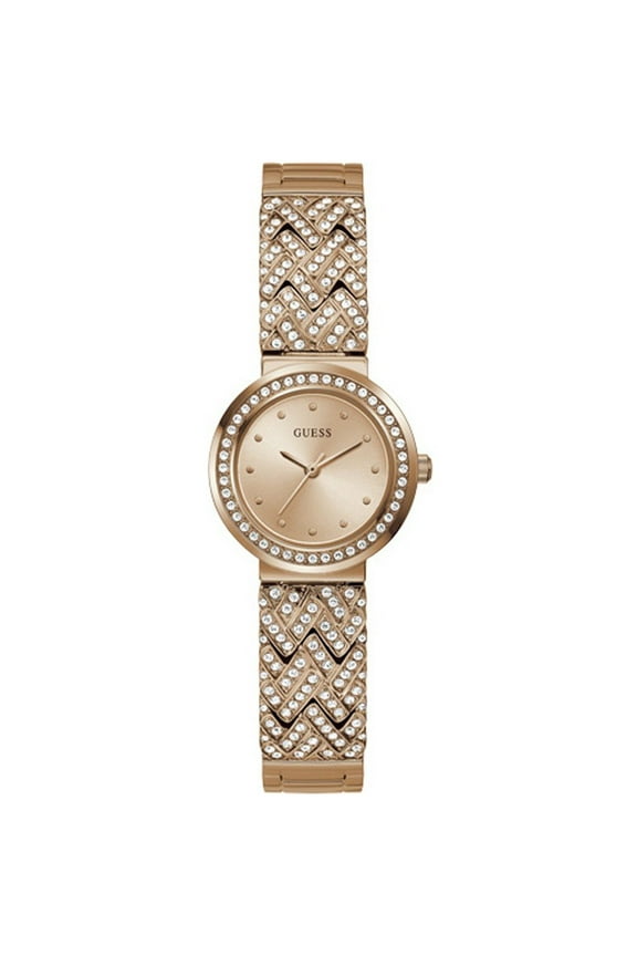 Women's Guess Rose Gold Elegant 28mm Crystallized Glitz Watch GW0476L3