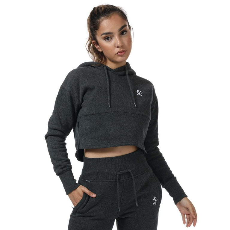 Women s Gym King Sky Crop Hoody in Gray