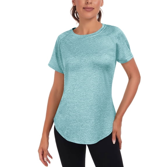 Women's Gym Shirts Lightweight Moisture Wicking Short Sleeve Sports Crew Neck Tshirt Back Mesh Quick Dry Yoga Lounge Running Tops Exercise Tee Shirts Ladies Tops