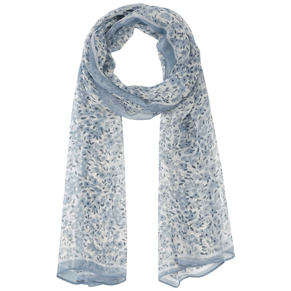 Women's Gypsophila Floral Scarf, Retro Lightweight Silky Satin Sunscreen Head Wrap Neck Scarves for Summer One Size Light gray