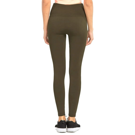 Women's Fleece Lined High Waisted Winter Warm Tights Leggings, Olive, One Size, 1 Pack