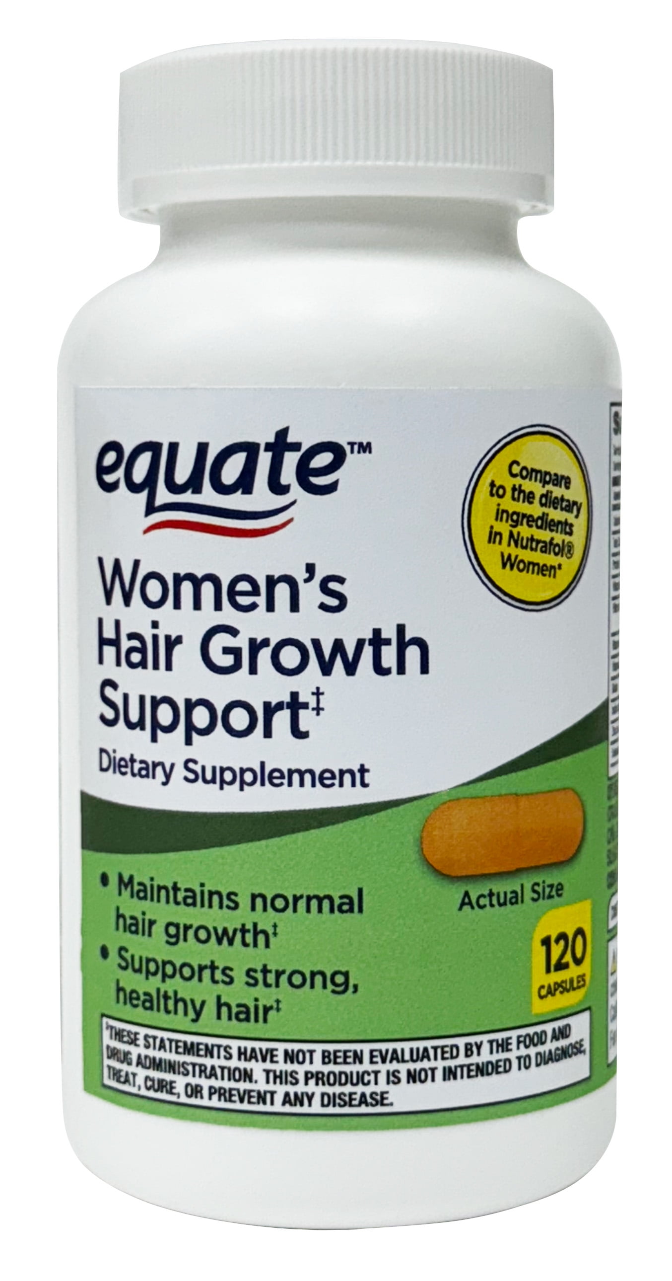 Equate Women's Hair Growth Support Dietary Supplement, 120 Capsules - Compare to the Dietary Ingredients in Nutrafol Women