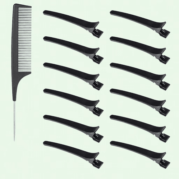 Women's Hair Section Clippers, 12PCS 4.5In, Professional Hair Clippers with Tail Comb, Black Hair Salon Clippers