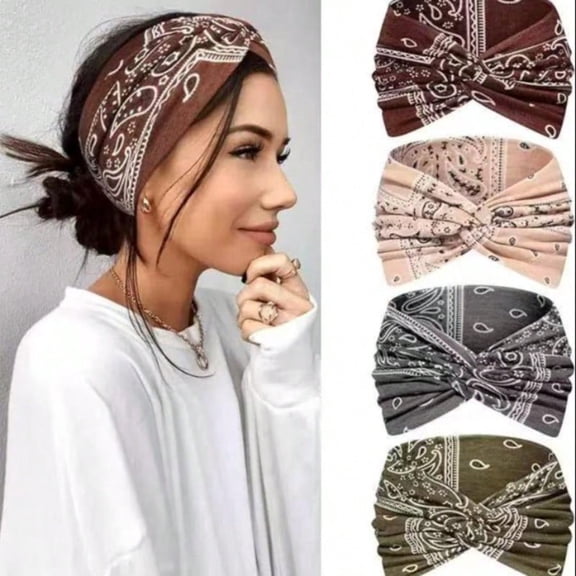 Women s Hairbands 4 Pack Wide Thin Elastic Boho Dye Knot Headbands Vintage Style For Sports Yoga Makeup Spa Fashion Accessories Gift for Mom