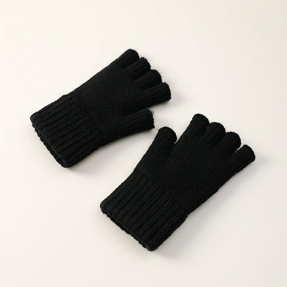 Women's Half Finger Knit Gloves, Autumn Winter Thickened Warm Gloves, Cold Proof Knitted Fingerless Gloves, Soft Acrylic Thermal Gloves for Outdoor Activities B
