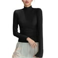 thumbnail image 1 of Women's Half High Neck Long Sleeve T-Shirt Thermal Undershirt Stretch Fitted Layering Base Layer Top, 1 of 6